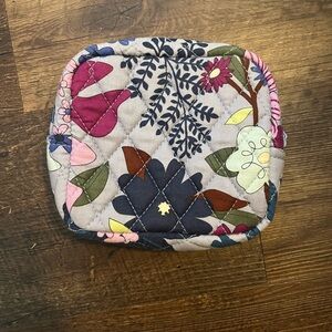 Vera Bradley Small Floral Quilted Zip Pouch purple, blue, green and teal